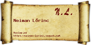 Neiman Lőrinc névjegykártya